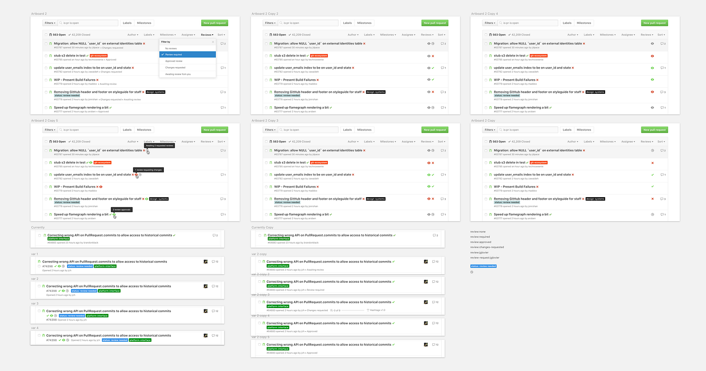 Early exploration of review status filtering in the issues and pull requests index