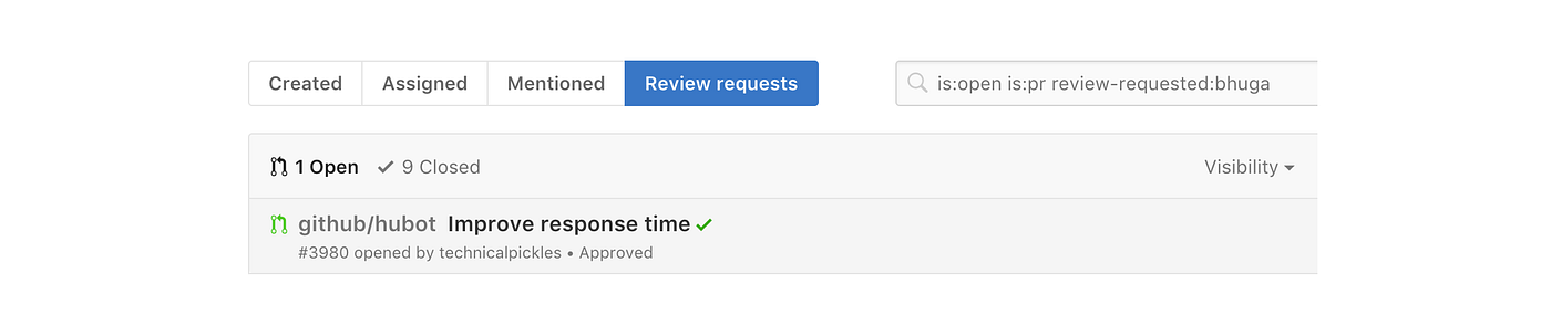 Dedicated review requests tab in the GitHub pulls dashboard