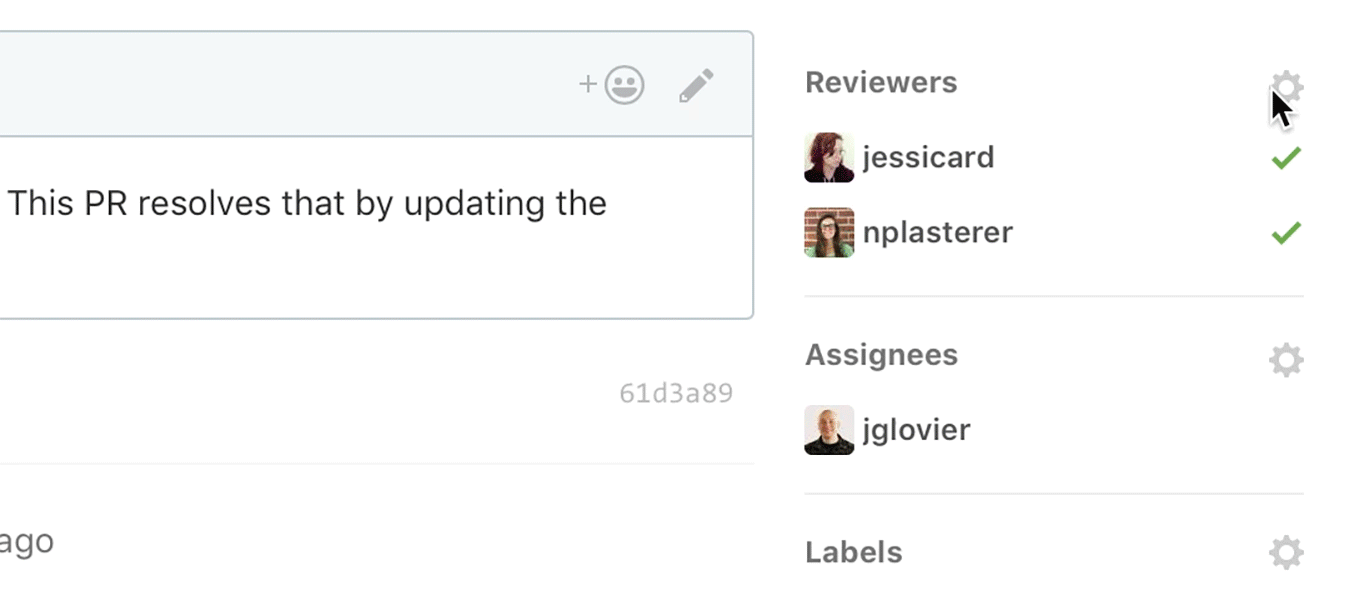 Animated demonstration of the review requests feature