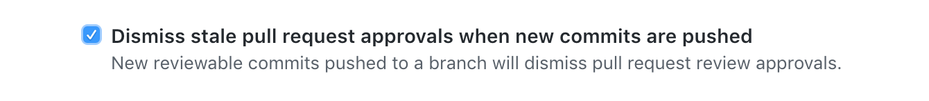 Setting for dismissing stale reviews when new commits are pushed